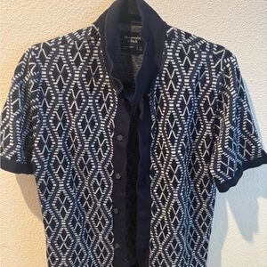 Abercrombie & Fitch Navy and White Knit Top
